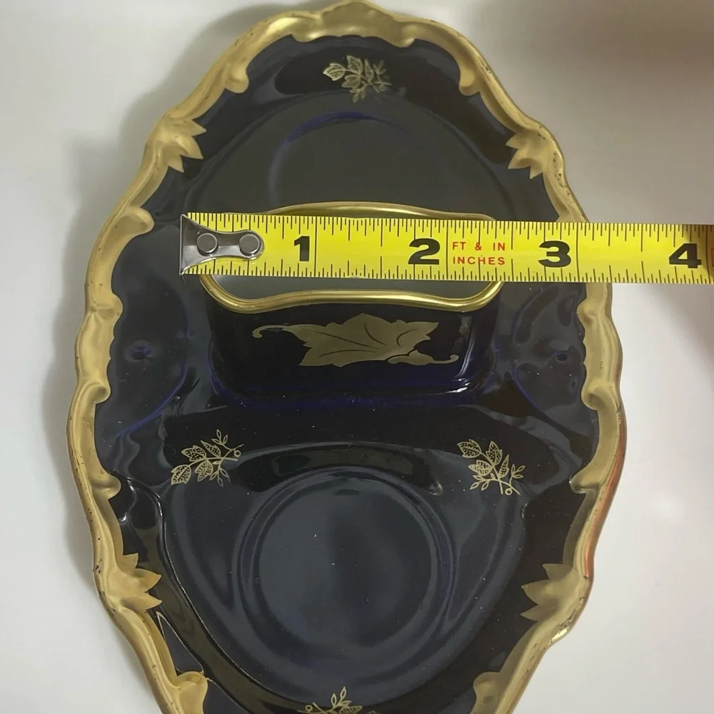 Vintage and Rare Echt Weimar- Kobalt 59 Elegant Gold and Blue Table Dish